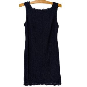 Adrianna Papell | Dress Lace Navy Blue Sleeveless Knee Length- Size 10